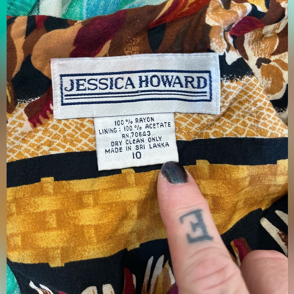 Maximalist ethnic Jessica Howard tropical beachy Print vintage Sarong Dress-10 - Picture 8 of 9